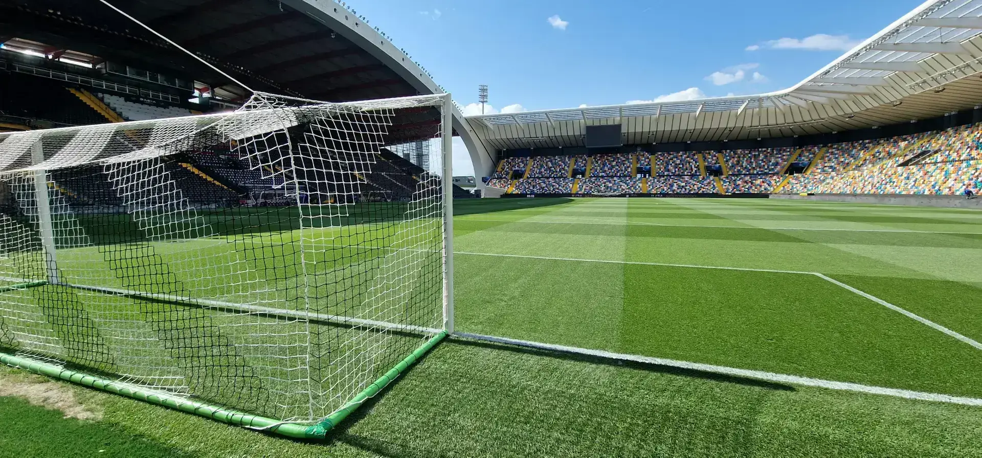 Wide angle shot of ground work at Udinese football stadium